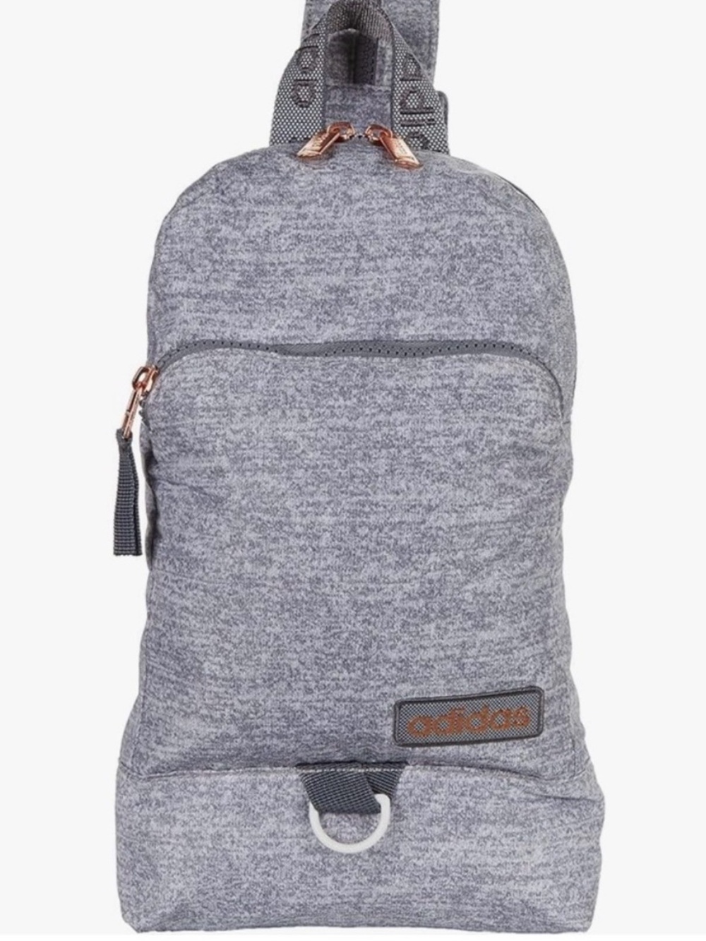 Adidas Heather Gray Sling Backpack with Rose Gold Accents • NWT + in bag